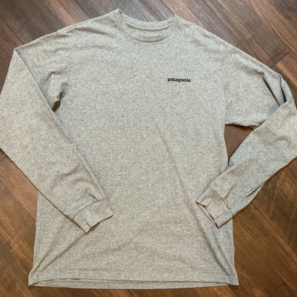 Patagonia Responsibili-Tee Long Sleeve T-Shirt Grey Logo Graphic Small Mens S